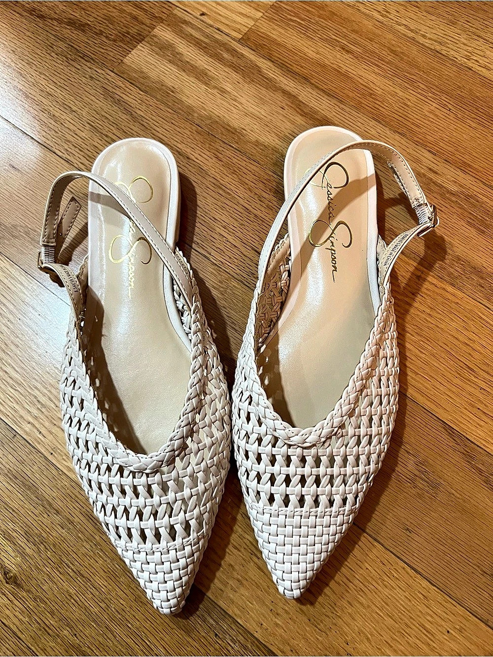 Jessica Simpson Mezzah Slingback Pointed Toe Flat in White